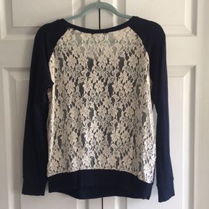 Anthropologie Lace Back Pullover